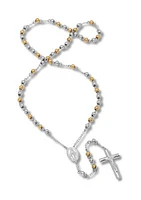 Madonna and Crucifix Rosary Necklace in Two-Tone Stainless Steel