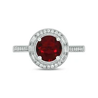 1/6 ct. t.w. Diamond and 1.0 Created Ruby Ring Streling Silver