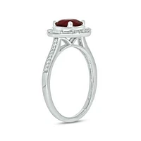 1/6 ct. t.w. Diamond and 1.0 Created Ruby Ring Streling Silver