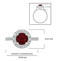 1/6 ct. t.w. Diamond and 1.0 Created Ruby Ring Streling Silver