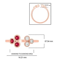 1/6 ct.t.w Diamond & 1/4 Ruby Round Shape Natrual Color Stone Ring 10K Gold