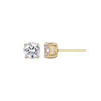 18K Gold Plated Sterling Silver Solitaire Moissanite Earrings