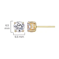 18K Gold Plated Sterling Silver Solitaire Moissanite Earrings