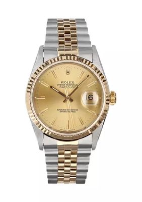 Men’s 36 Millimeter Stainless Steel & 18k Gold DateJust Jubilee with Champagne Dial and 18k Fluted Bezel Watch - FINAL SALE, NO RETURNS