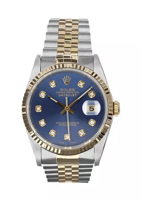 Men’s 36 Millimeter Stainless Steel and 18kt Gold Rolex DateJust Jubilee with Diamond Dial and 18k Gold Fluted Bezel Watch - FINAL SALE