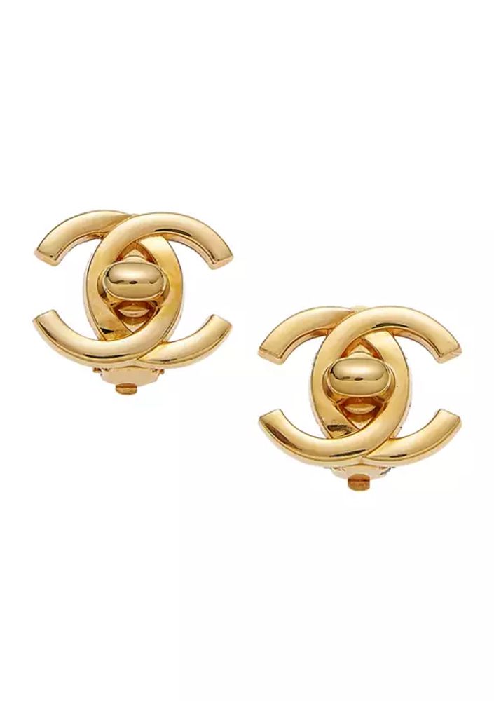 Banyan gallon konsonant Belk Chanel Gold Turn Lock Earrings - FINAL SALE | The Summit