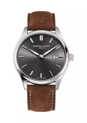 Men's Swiss Classic Brown Leather Strap Watch