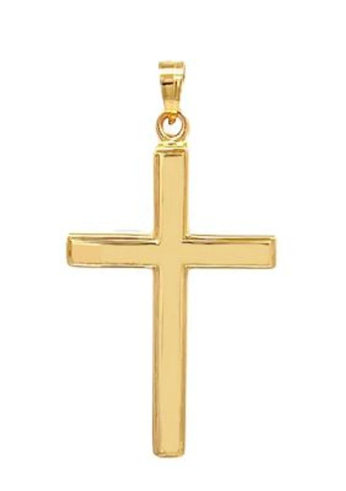 14K Yellow Gold Reversible Plain Cross Pendant