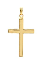 14K Yellow Gold Reversible Plain Cross Pendant