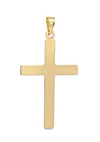 14K Yellow Gold Reversible Plain Cross Pendant