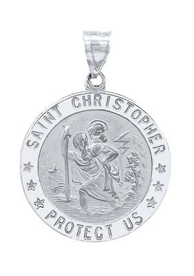 14K White Gold Saint Christopher Medal