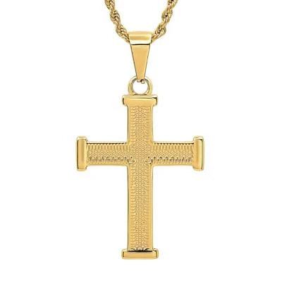 Men's 18k gold plated stainless steel cross pendant