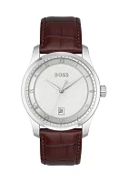 Principle Brown Strap Silver Dial Watch