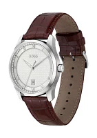 Principle Brown Strap Silver Dial Watch