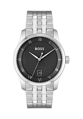 Principle Silver Bracelet Black Dial Watch