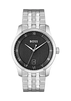 Principle Silver Bracelet Black Dial Watch