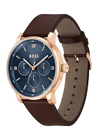 Contender Brown Strap Blue Dial Watch