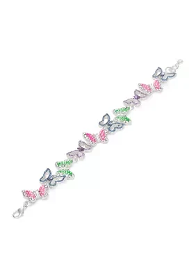 Silver Tone Multi Butterfly Flex Bracelet 