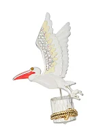 Silver Tone White Pelican Pin