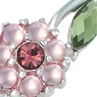 Silver Tone Pink Flower Flex Bracelet - Boxed