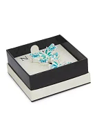 Silver Tone Blue Butterflies Pin - Boxed