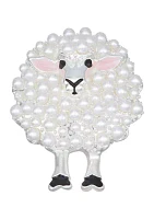 Silver Tone White Pearl Sheep Pin - Boxed 