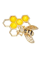 Gold Tone Honeycomb Bee Pin - Boxed