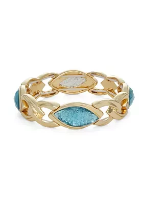 Gold Tone Aqua Stretch Bracelet