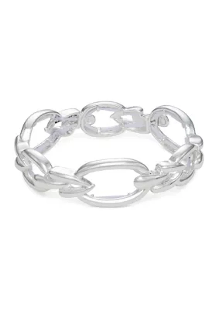 Silver Tone Link Stretch Bracelet