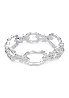 Silver Tone Link Stretch Bracelet