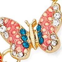 Gold Tone Multicolor Butterflies Flex Bracelet