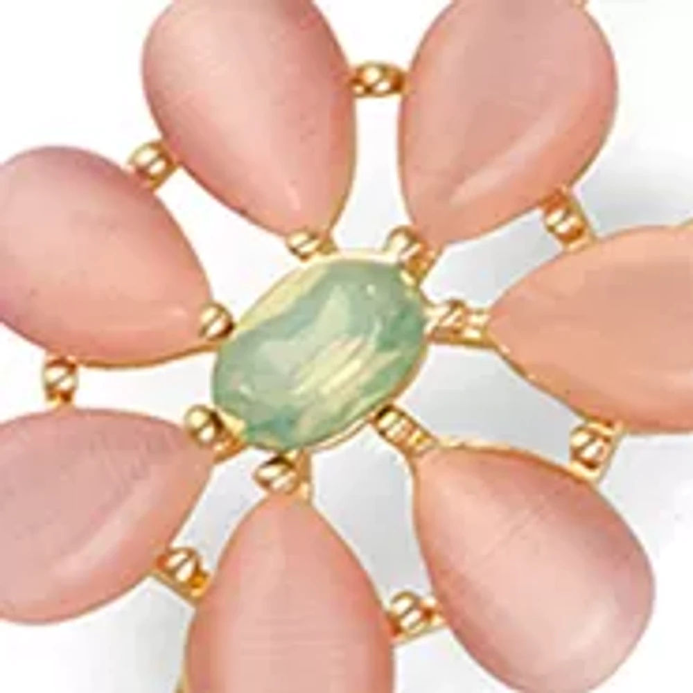 Gold Tone Pink Flower Flex Bracelet