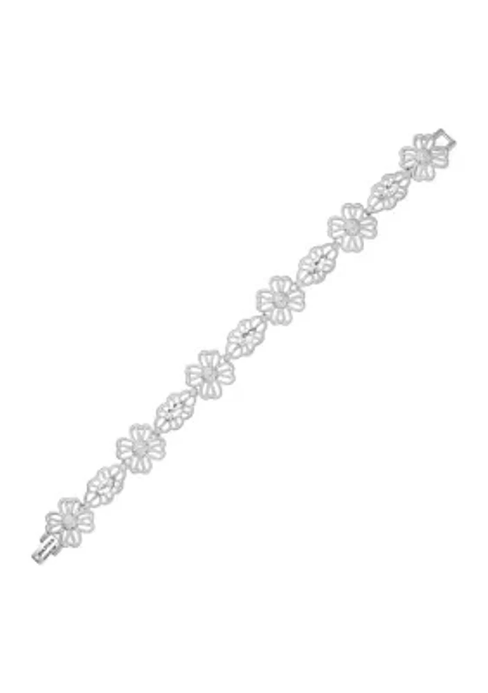 Silver Tone Crystal Flex Bracelet - Boxed