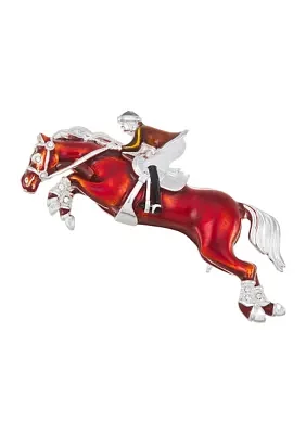 Silver Tone Multi Color Horse Jockey Pin