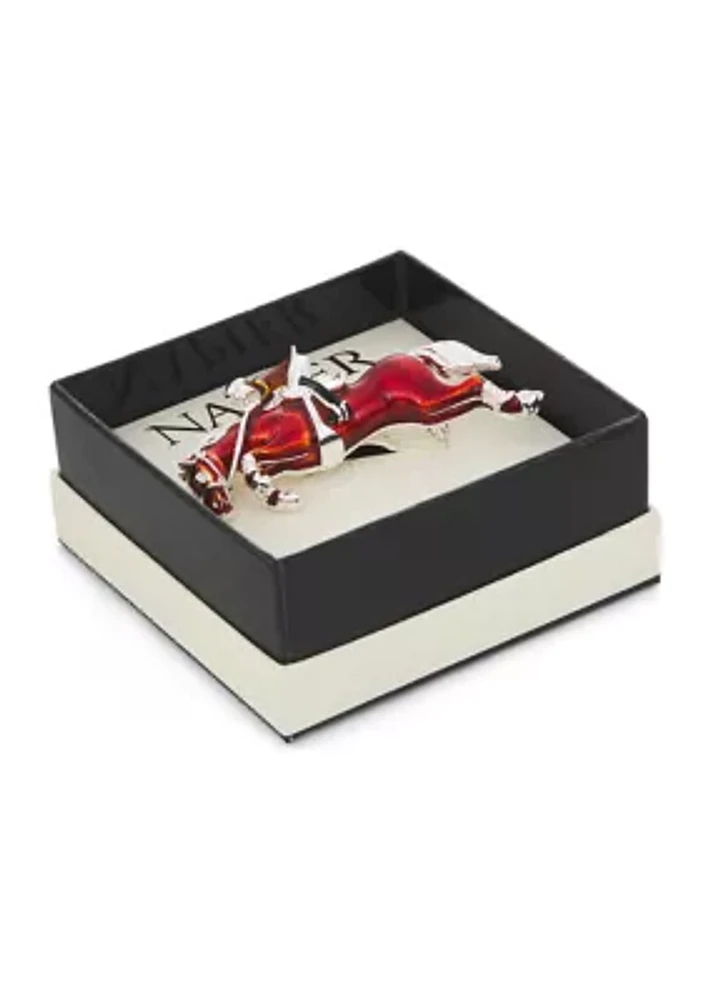 Silver Tone Multi Color Horse Jockey Pin