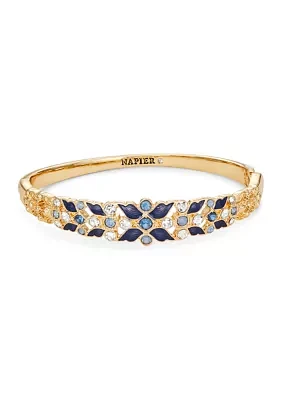 Gold Tone Blue Stone Bangle Bracelet