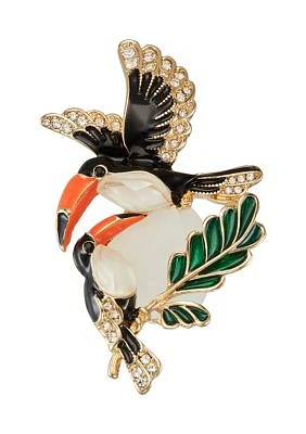 Gold Tone Black Toucan Pin - Boxed