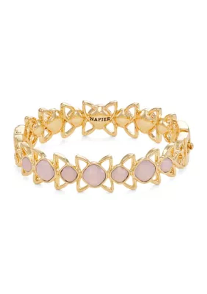 Gold Tone Rose Stretch Bracelet