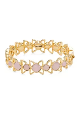 Gold Tone Rose Stretch Bracelet