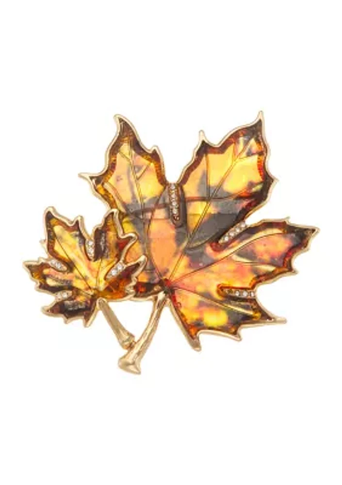 Gold Tone Autumn Leaf Pin