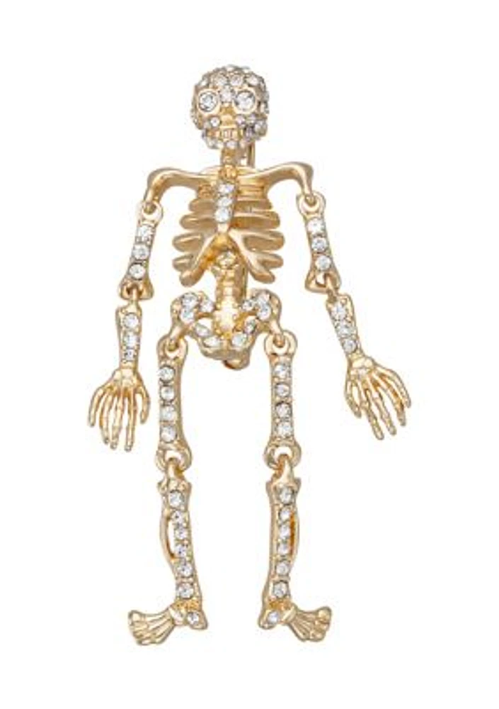 Gold Tone Skeleton Crystal Pin