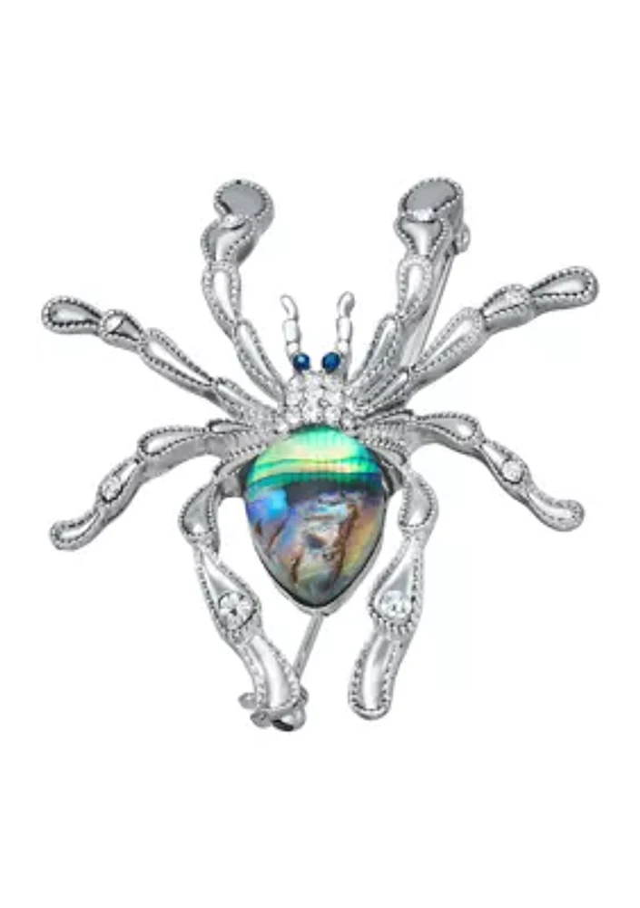 Silver Tone Spider Pin 