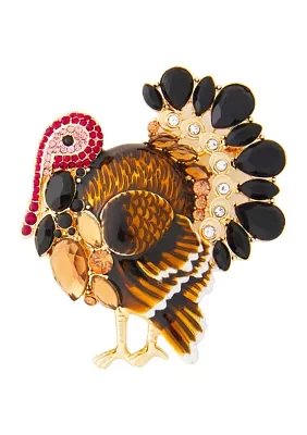 Gold Tone Autumn Turkey Pin