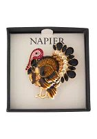 Gold Tone Autumn Turkey Pin