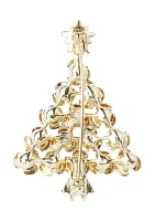 Gold Tone Flower Xmas Tree Pin