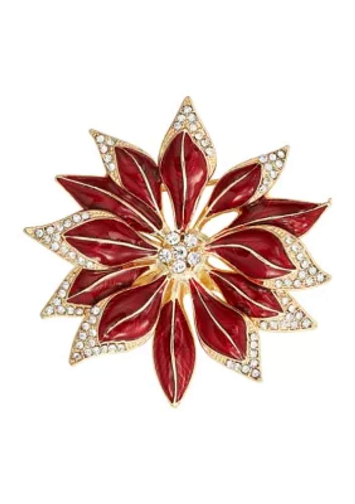 Gold Tone Poinsettia Pin