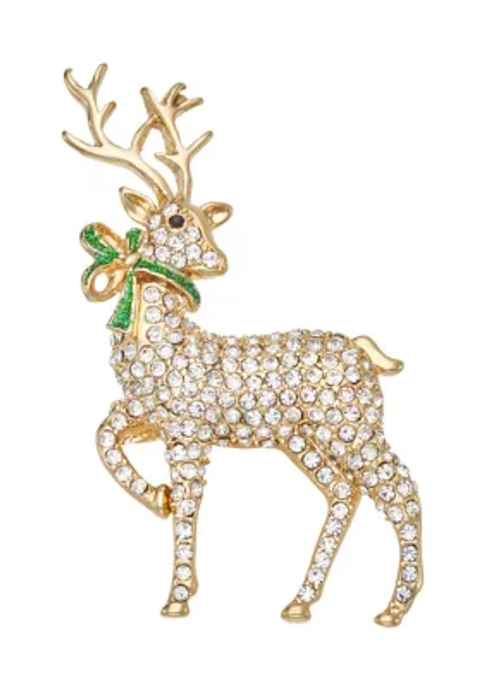 Gold Tone Reindeer Pin