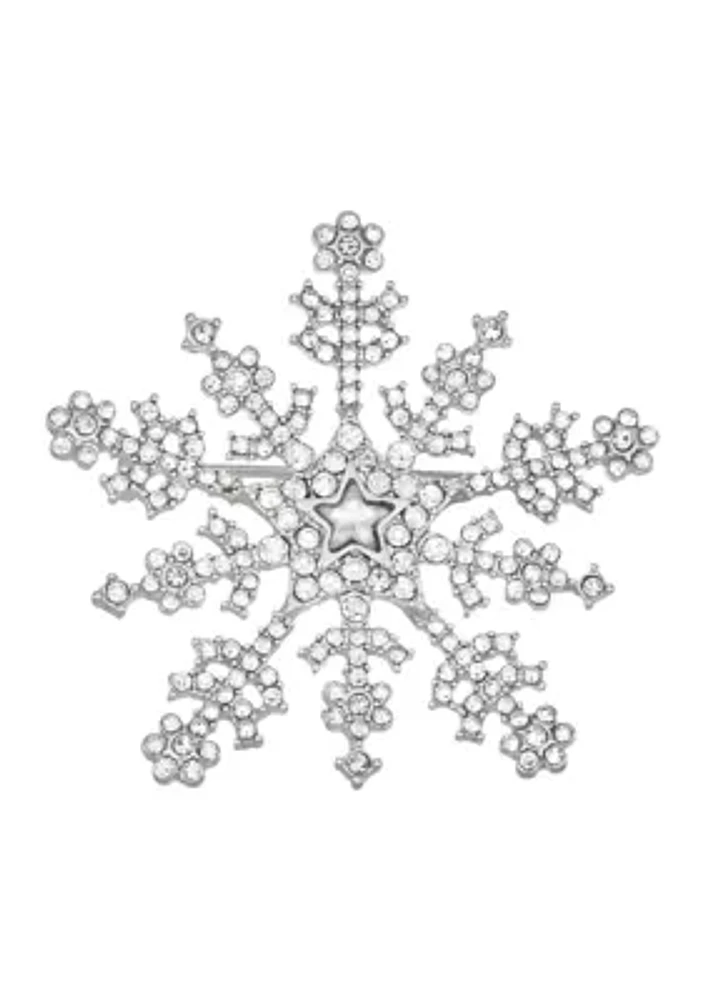 Silver Tone Snowflake Pin