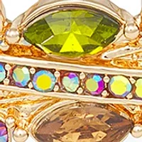 Gold Tone Multicolor Hinge Bangle Bracelet - Boxed