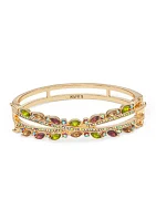 Gold Tone Multicolor Hinge Bangle Bracelet - Boxed